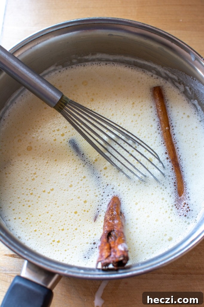 Mexican Cinnamon Ice Cream Recipe — Creamy Horchata-Style Ice Cream 9 The custard before being cooked