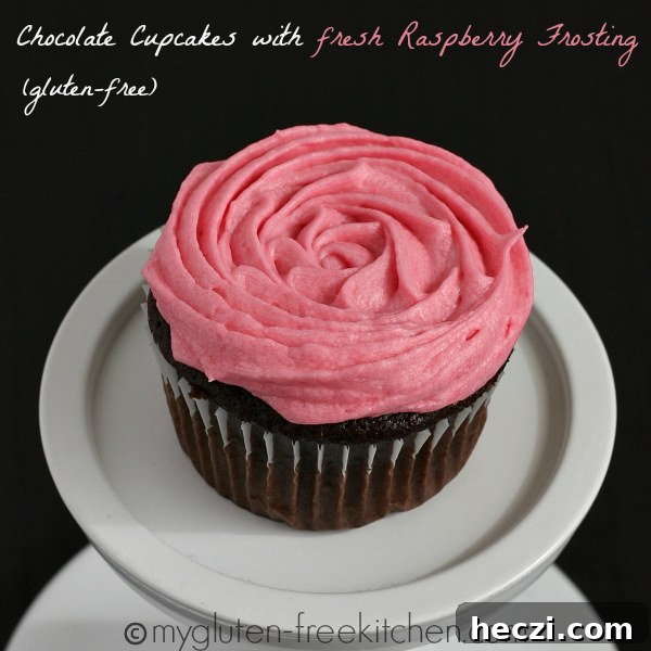 Gluten-Free Chocolate Cupcakes with Fresh Raspberry Frosting 4 Gluten-free Chocolate Cupcakes with fresh Raspberry Frosting