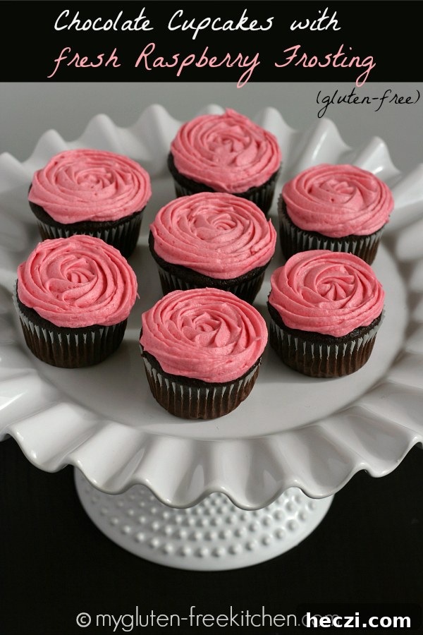 Gluten-free Chocolate Cupcakes with Fresh Raspberry Frosting