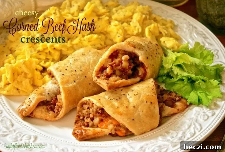 Cheesy Corned Beef Hash Crescents