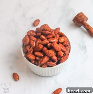 Small bowl of honey glazed almonds