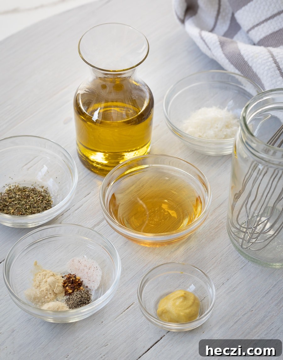 Homemade Italian Dressing Recipe: Classic Flavor in Minutes 3 Italian dressing ingredients.