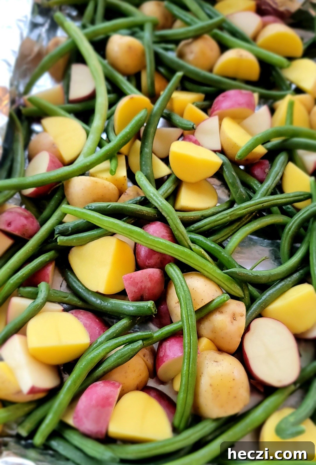 Fresh green beans and baby potatoes