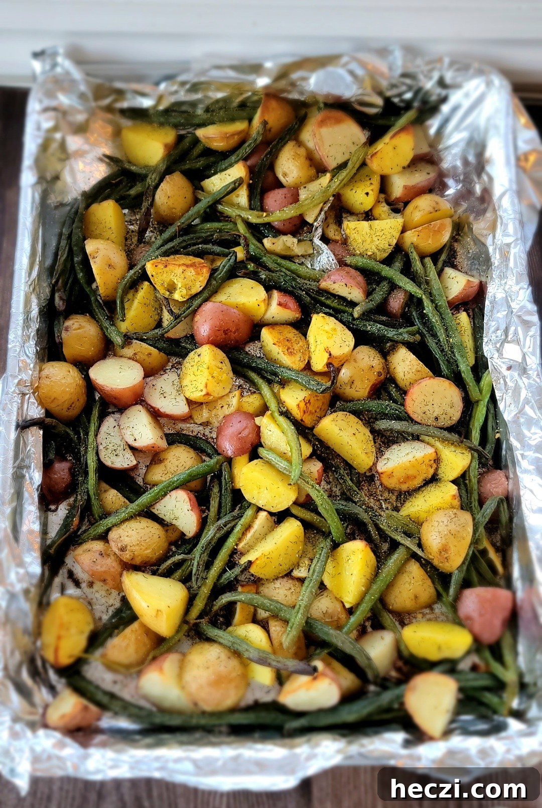 Seasoned veggies ready for oven