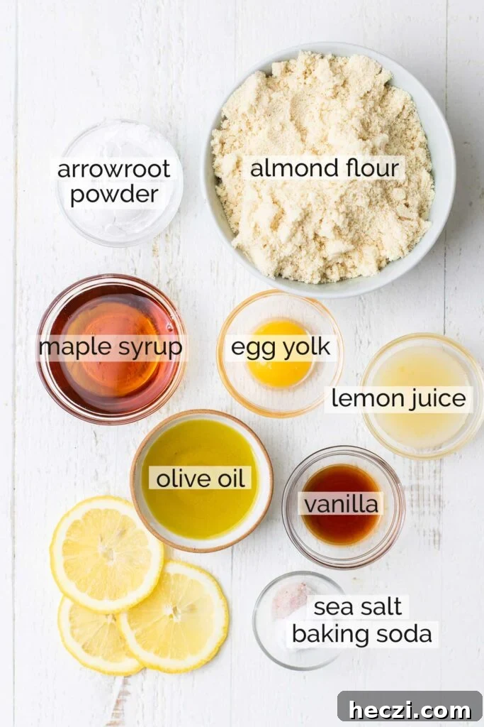 Chewy Lemon Cookies (Gluten-Free, Dairy-Free) 3 The ingredients needed to make chewy gluten free lemon cookies.