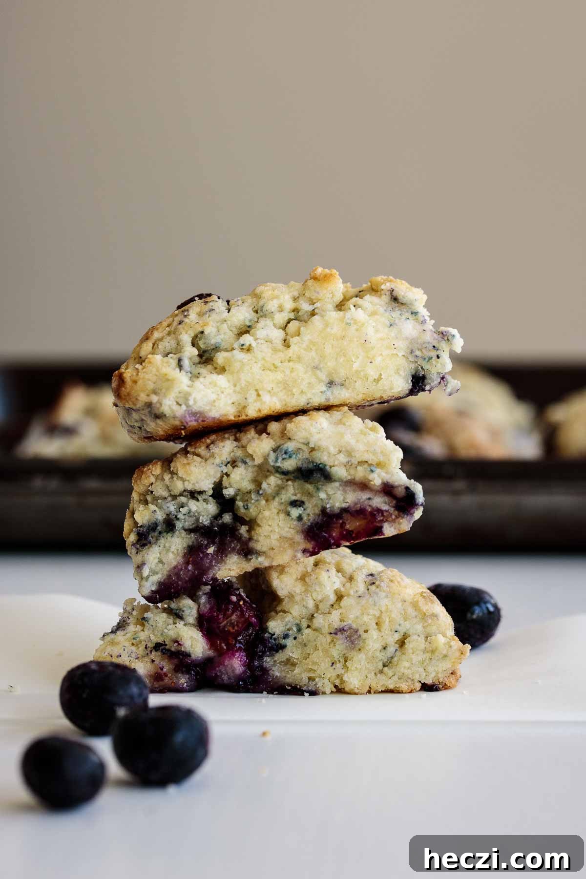 a stack of blueberry scones. 