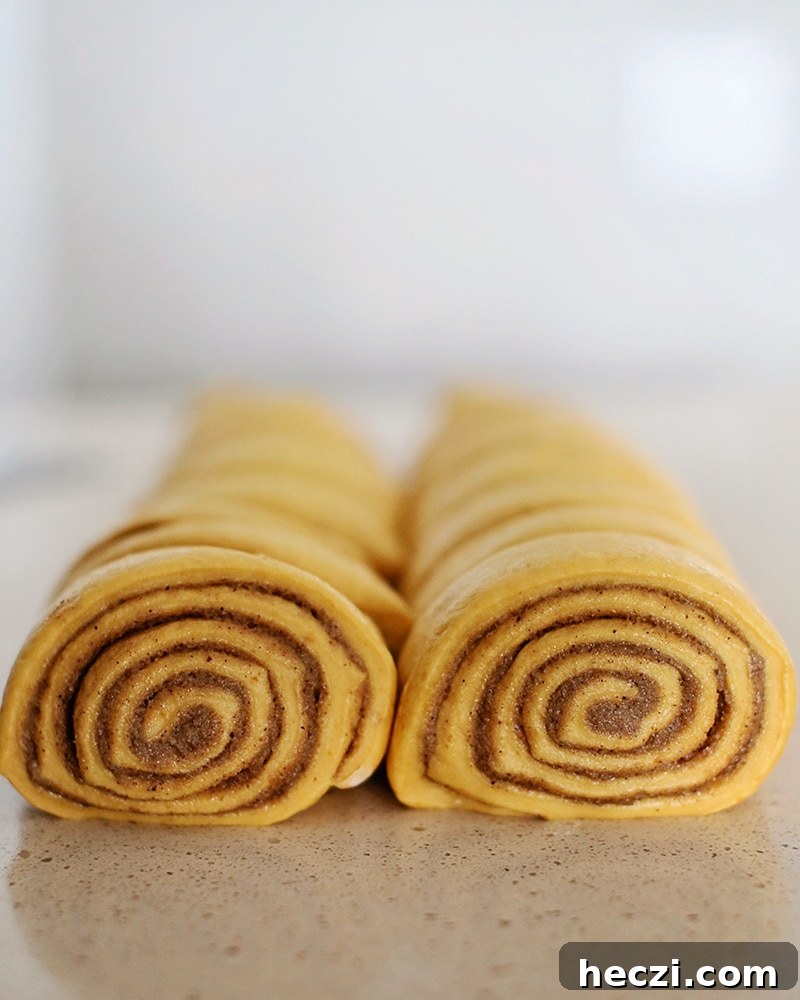 Pumpkin cinnamon rolls before baking.