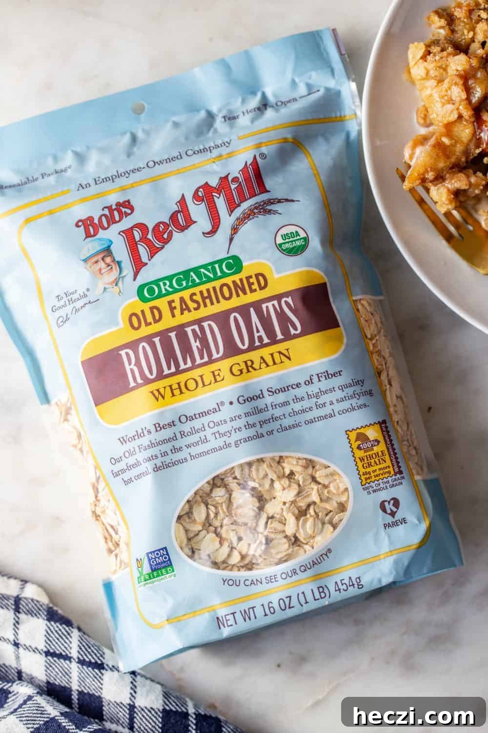 Warm Caramel Apple Crisp with Crunchy Oat Topping 6 Bag of Bob's Red Mill rolled oats