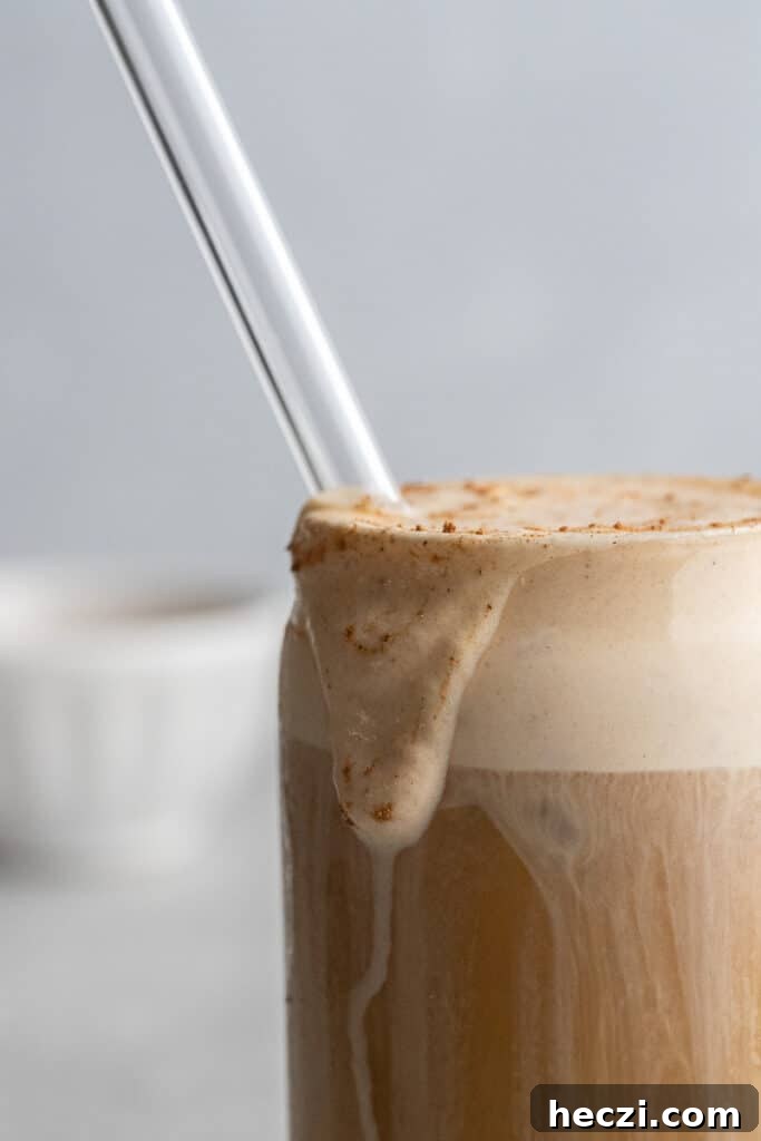 Starbucks Pumpkin Cream Cold Brew Review: Flavor, Price & Tips 8 Close up shot of coffee drink