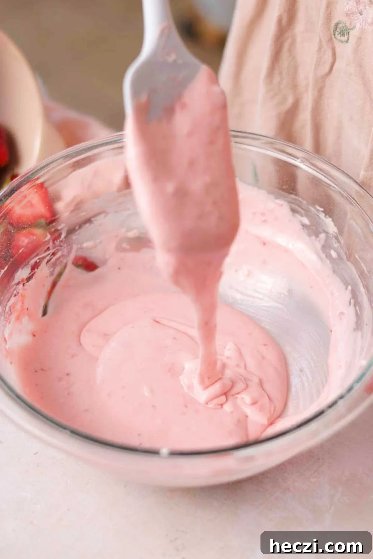 Strawberry Cinnamon Rolls with Cream Cheese Glaze 18 the runny strawberry cream cheese glaze consistency