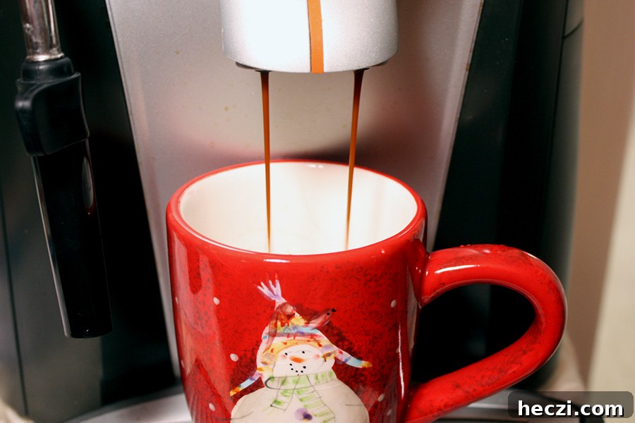 Homemade Holiday Spice Flat White Recipe 7 Copycat Holiday Spice Flat White - espresso pulled into a red Christmas mug