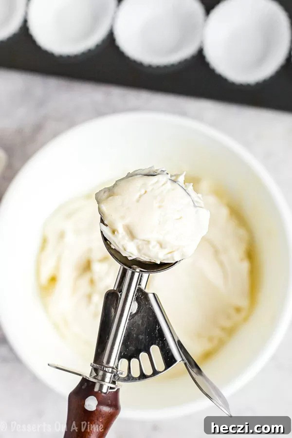 Keto Cheesecake Fat Bomb Recipe for Low-Carb Snacks 3 Keto Fat bomb batter on a cookie scoop