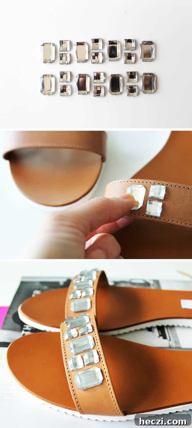How to embellish sandals with crystals - Hello Glow