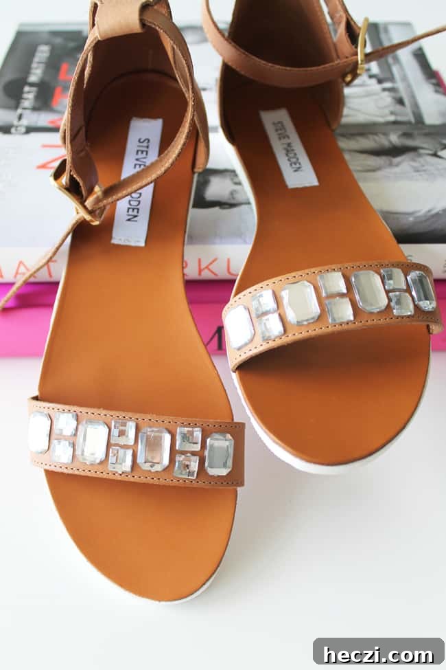DIY Crystal Embellished Sandals | HelloGlow.co
