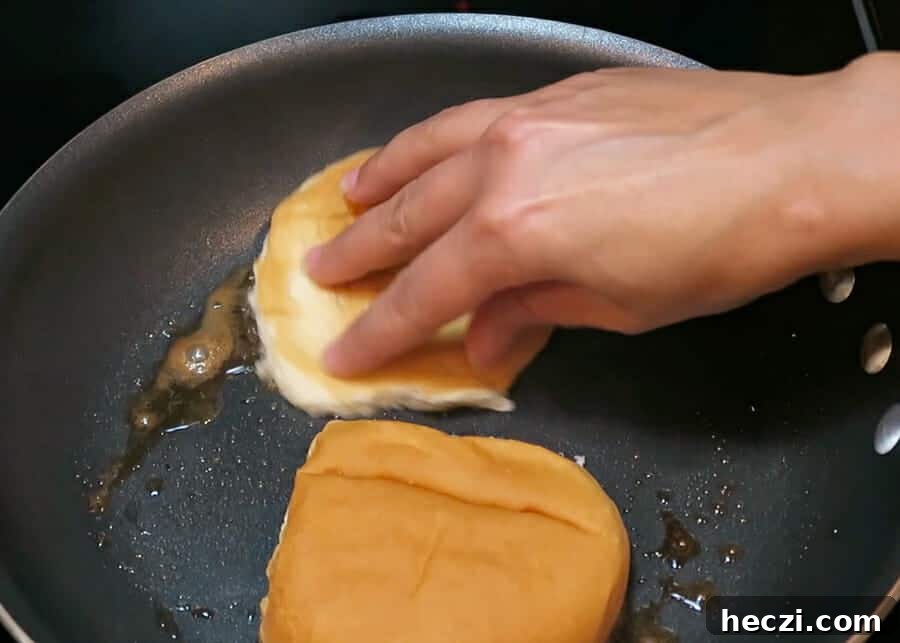 toasting the buns