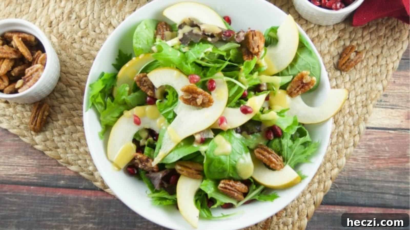 Candied Pecan Pear Salad with Pomegranates