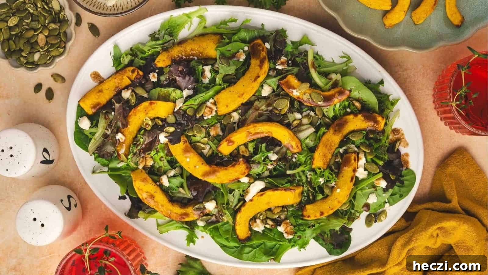 Roasted Pumpkin Salad With Feta & Balsamic Vinaigrette