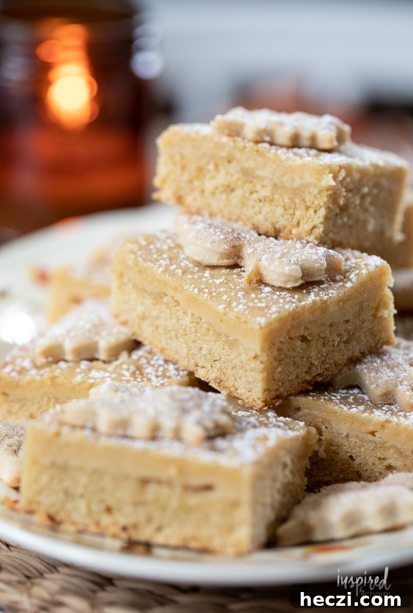 rich maple butter bars on a platter.