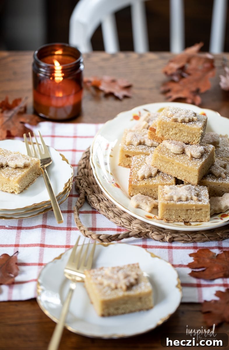 rich maple butter bars on plates.