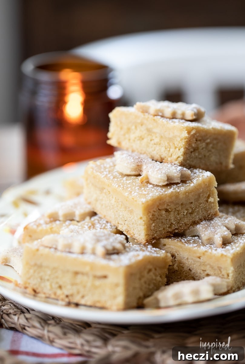 rich maple butter bars on a platter.