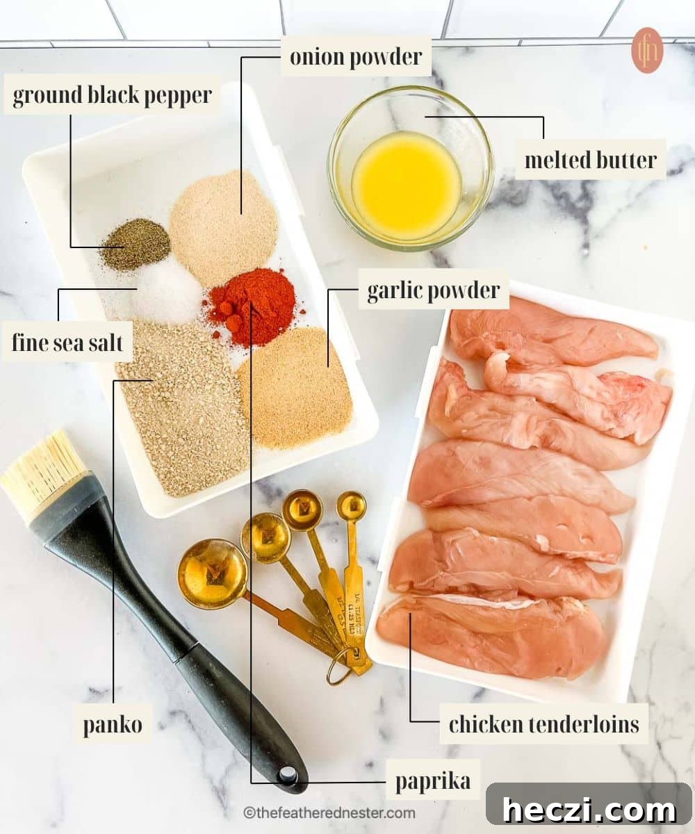 Crispy Shake-and-Bake Chicken Recipe for Oven or Air Fryer 4 Labeled ingredient image for shake and bake chicken recipe.