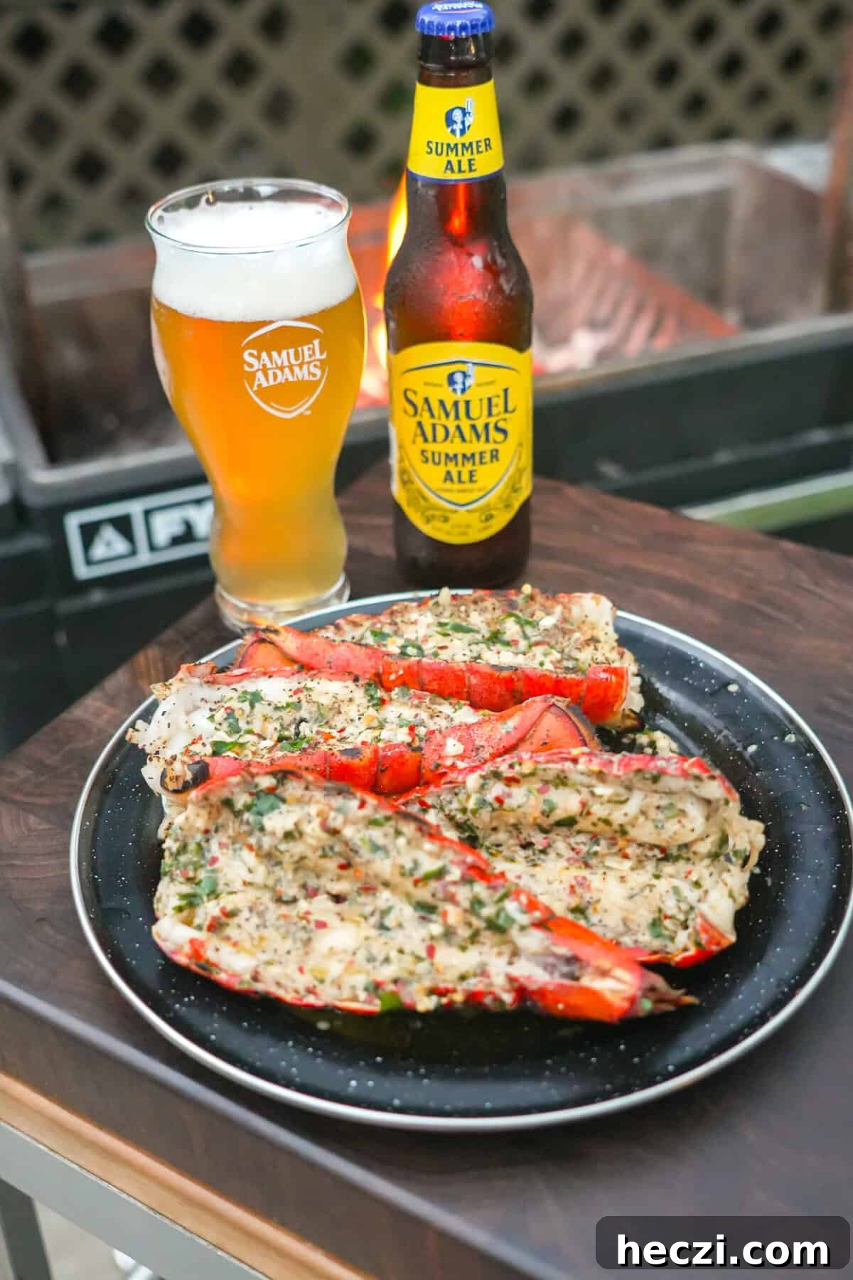Beer-Butter Grilled Lobster Tails Recipe for Summer BBQ 8 Grilled Lobster Tails with Beer Butter is what's for dinner tonight with a Samuel Adams Summer Ale, it's perfection.