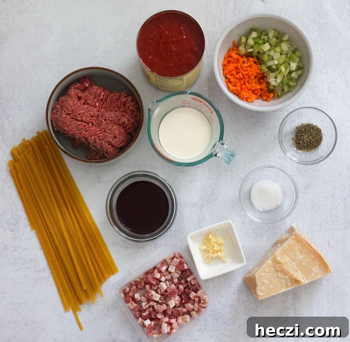Ingredients for bolognese.