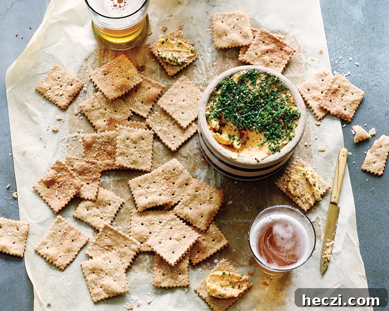 Bake with Beer: 12 Delicious Recipes for Savory and Sweet Treats 5 Sesame-IPA Saltines with Pub Cheese Spread | Baking with Beer