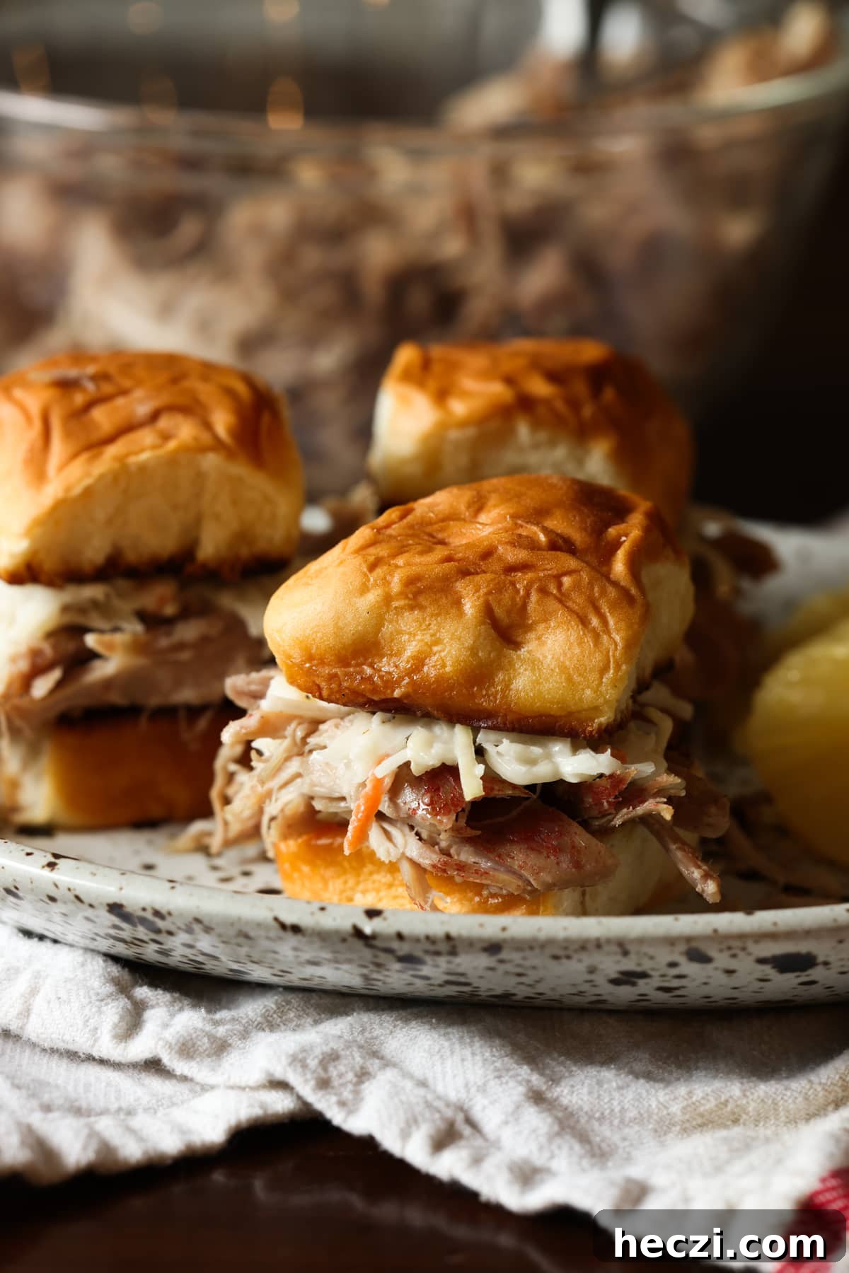 Kalua Pork on a Hawaiian roll with cole slaw
