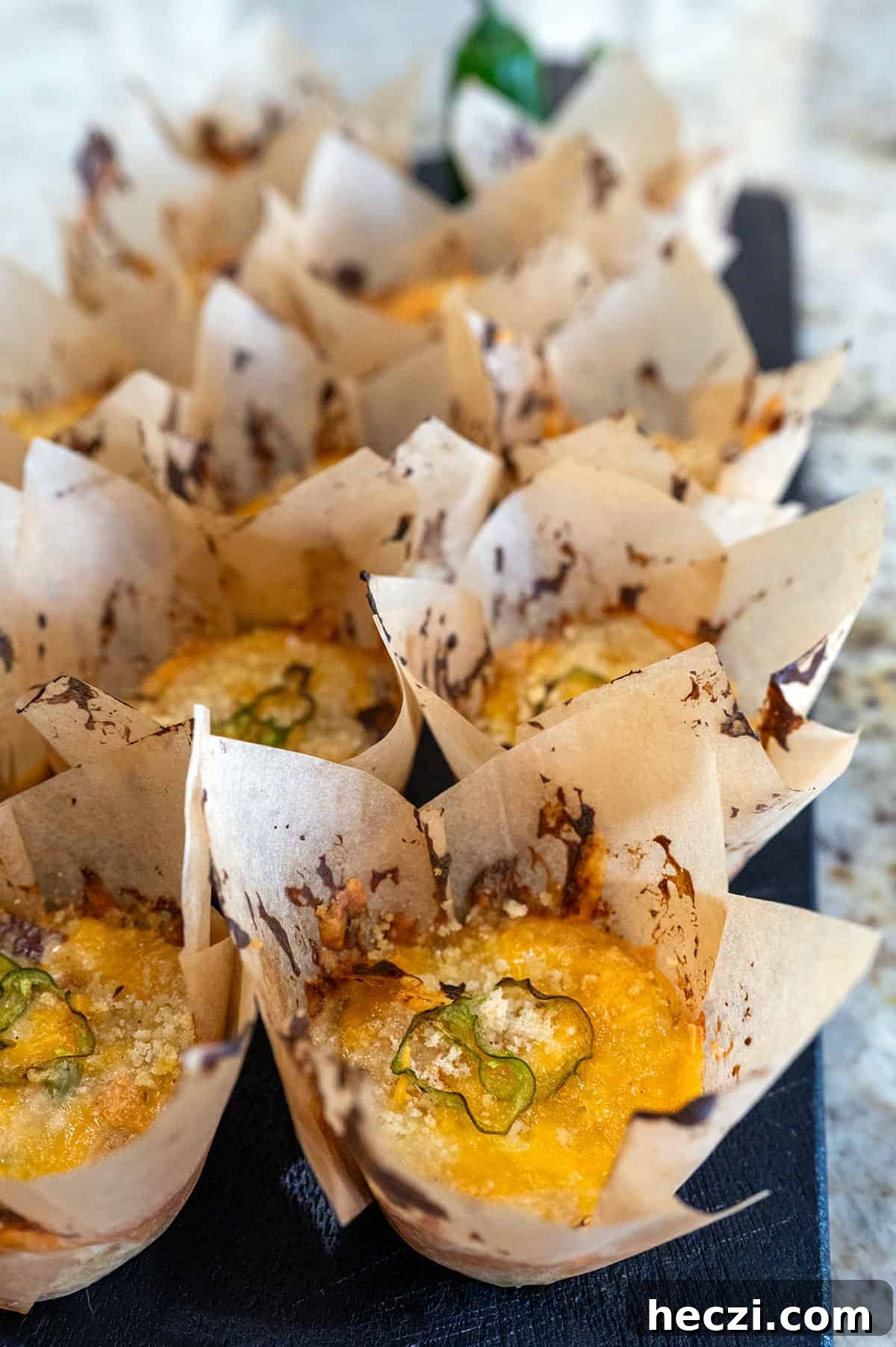 Jalapeño Popper Cream Cheese Potato Stacks Recipe 15 Potato stacks cooling in liners.