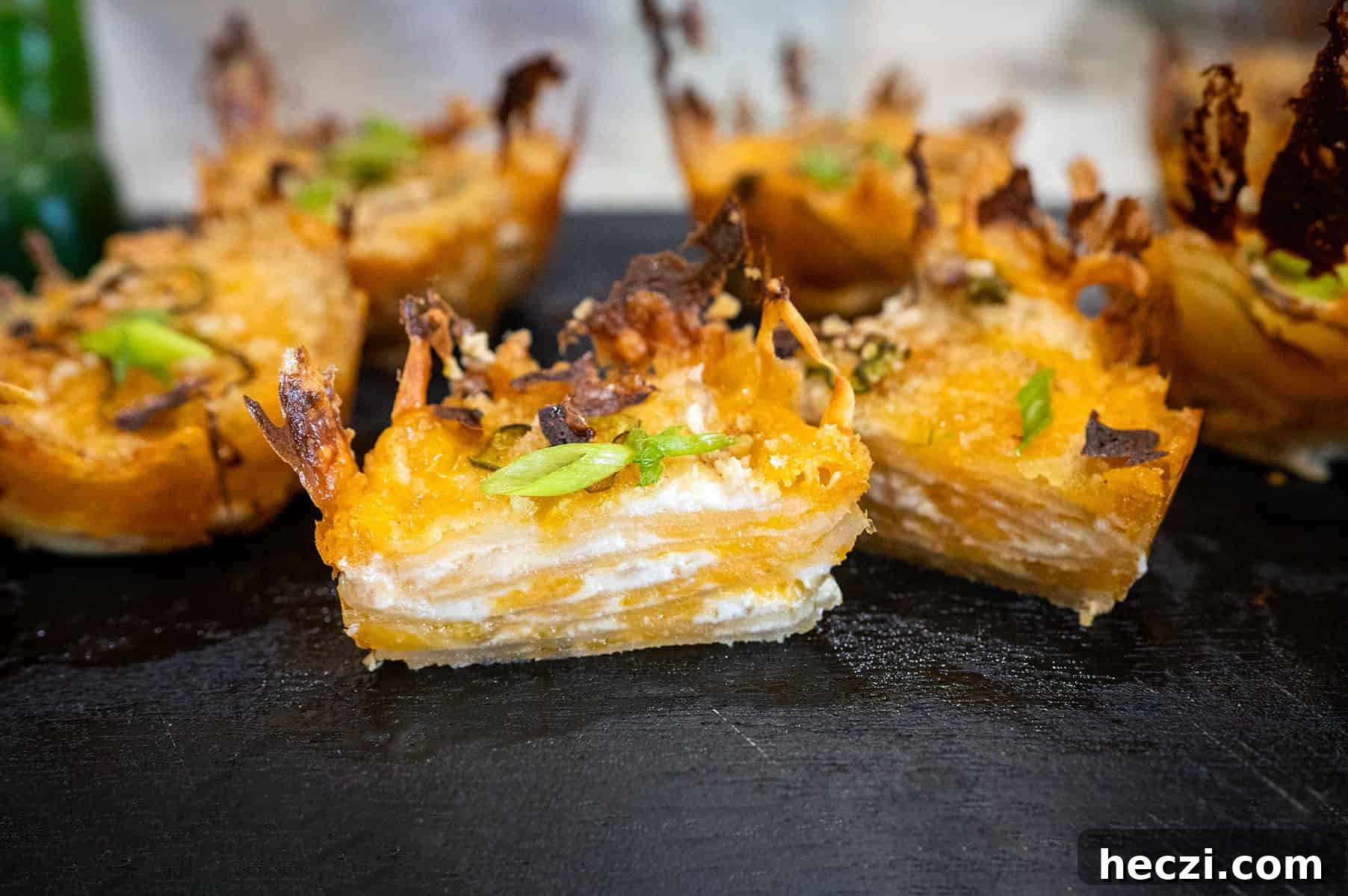 Jalapeño Popper Cream Cheese Potato Stacks Recipe 3 Inside layers of Potato Stacks.