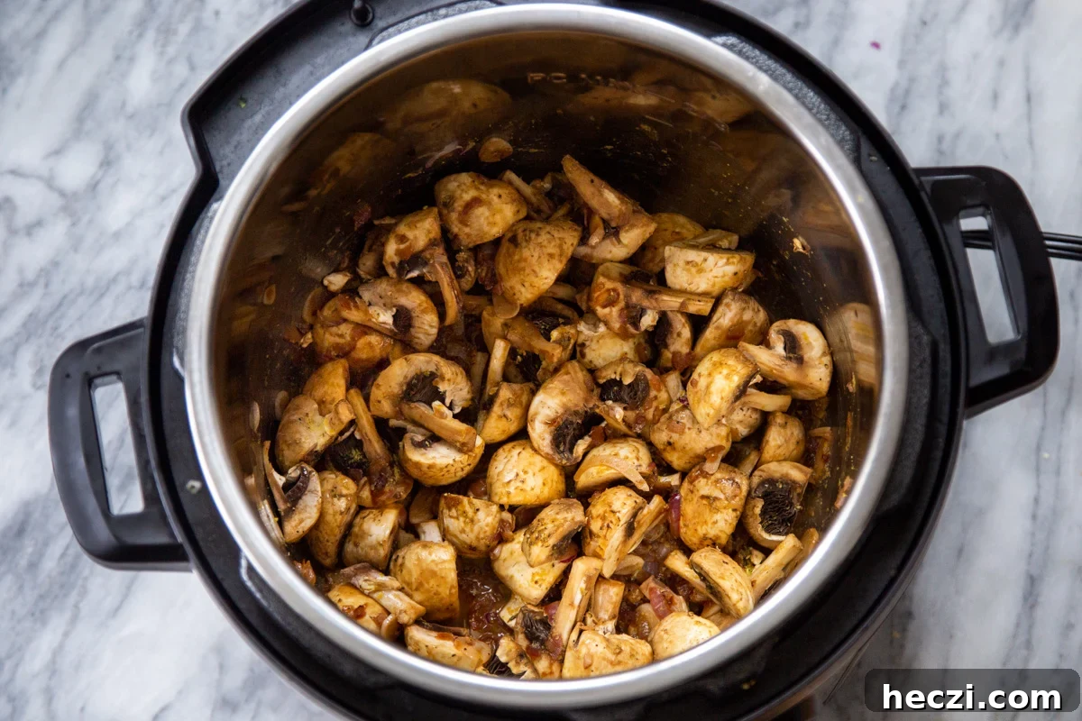 Garlic Mushrooms in the Instant Pot: Tender, Flavorful Side Dish 9 sauteed mushooms in an Instant Pot