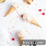 ice cream cones scattered across a tiled backdrop