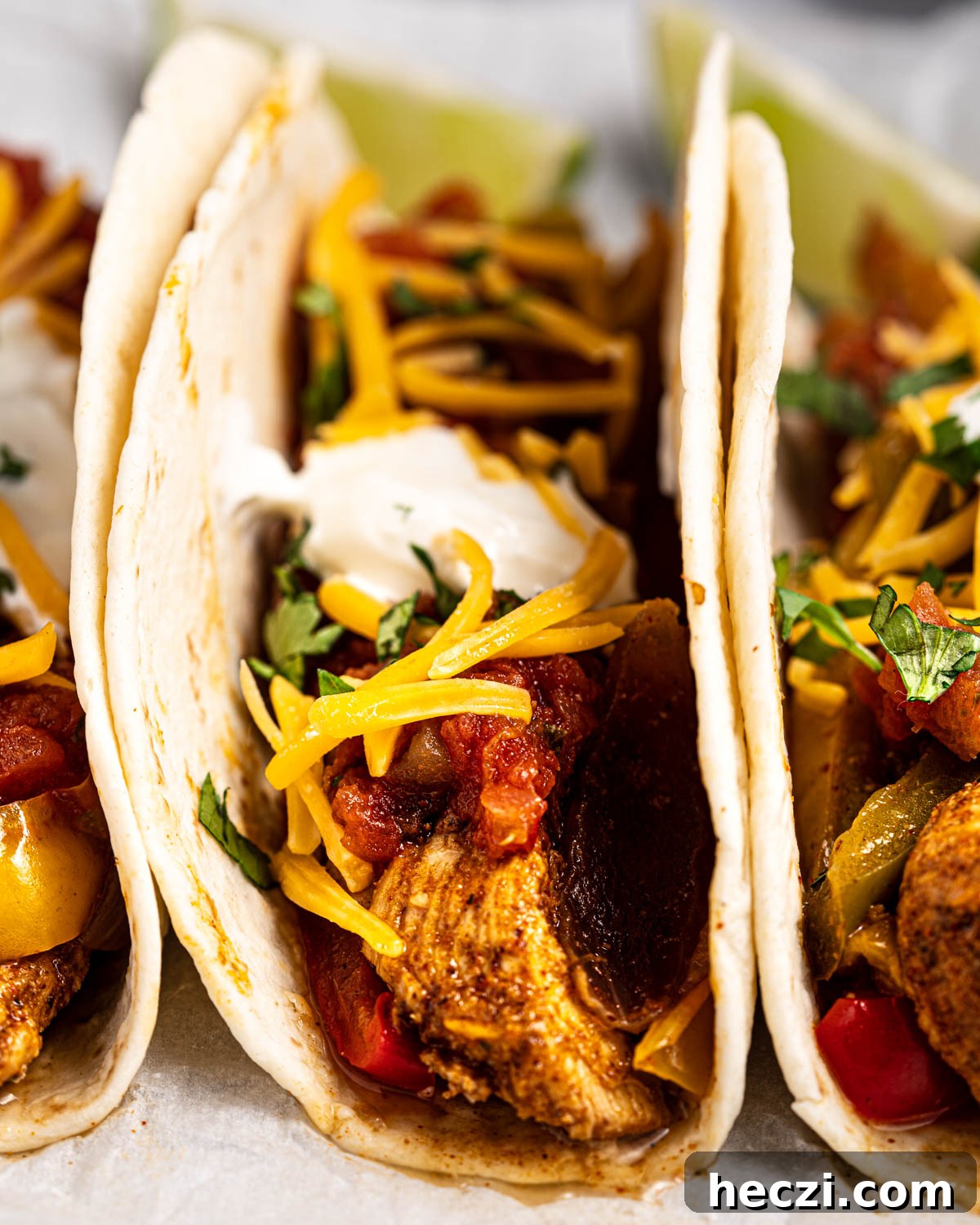 3 instant pot chicken fajita tacos.