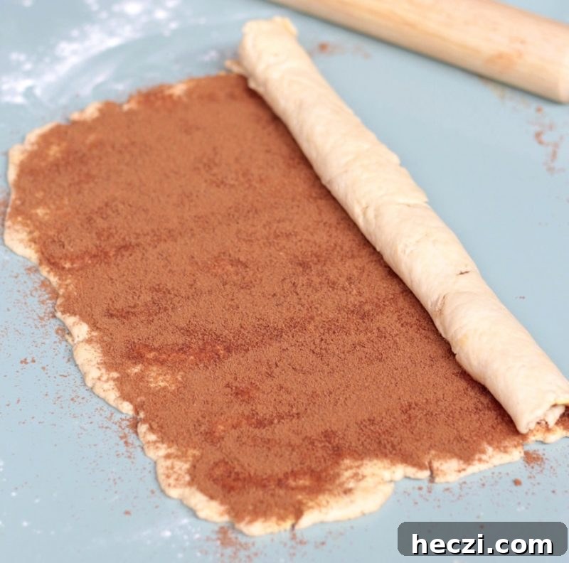 Rolling the dough around the filling
