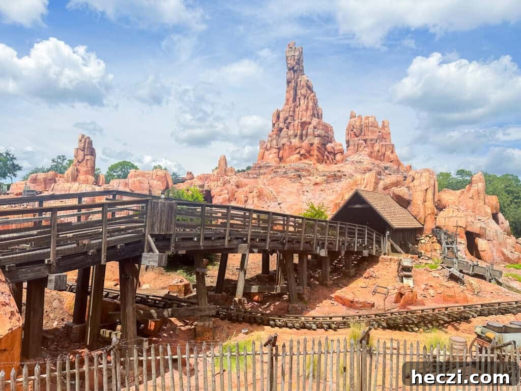 Track and mountain at Big Thunder Mountain at Magic Kingdom.