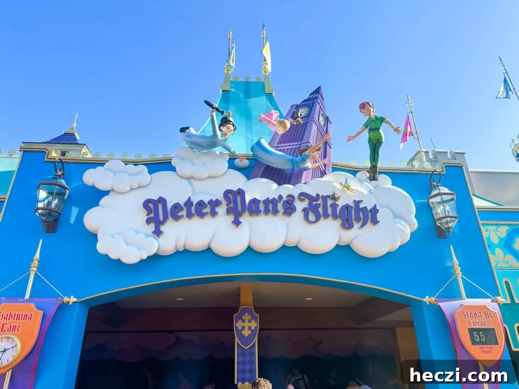 Entrance sign to Peter Pan's Flight.