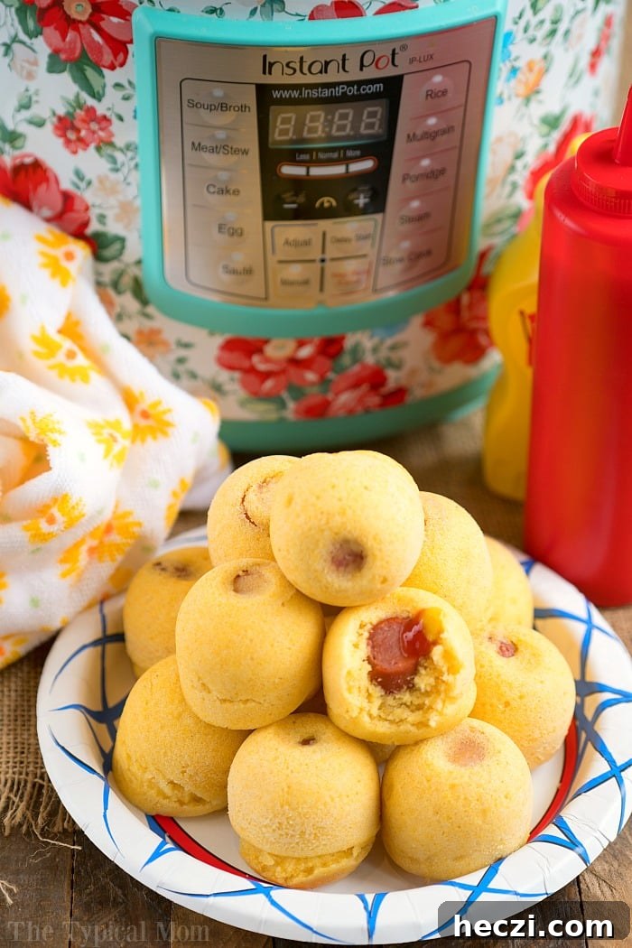 Instant Pot corn dog bites are easy to make in your Instant Pot, Crock Pot Express or Ninja Foodi! instant pot corn dog bites