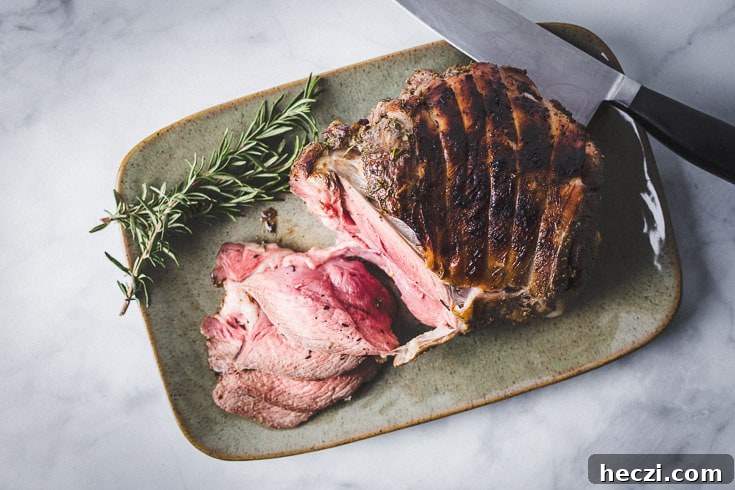 sous vide leg of lamb sliced