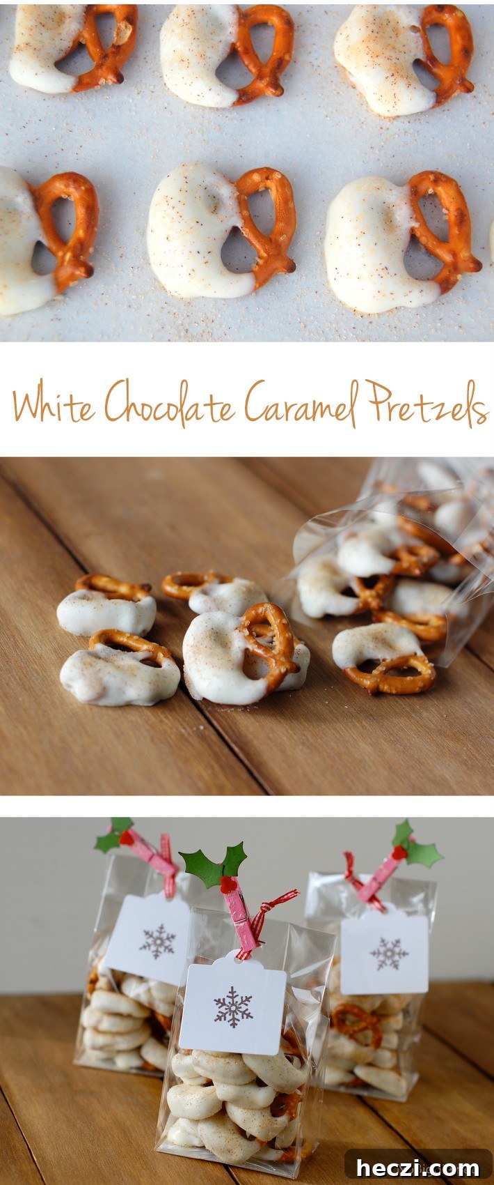 White Chocolate Caramel Pretzels Recipe — Sweet & Salty Treat 9 pretzels with white chocolate caramel and cinnamon - recipe on NoBiggie.net