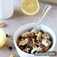 Lemon Blueberry Quinoa Granola Bars — Tangy, Crunchy Snack 2 Lemon Blueberry Quinoa Granola | cookiemonstercooking.com