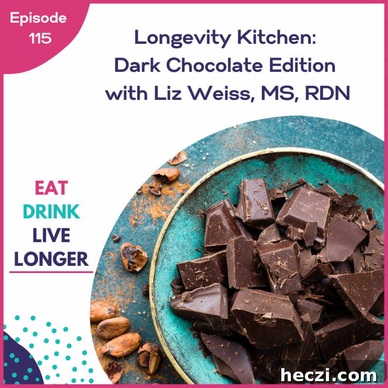 Longevity Kitchen: Dark Chocolate Secrets with Liz Weiss, RDN (Podcast Ep. 115) 2 Podcast Episode 115: Longevity Kitchen: Dark Chocolate Edition via lizshealthytable.com #podcast