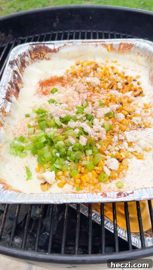 Elote Beer-Smoked Queso Dip: Charred Corn & Smoky Beer Cheese 5 Beer Smoked Queso
