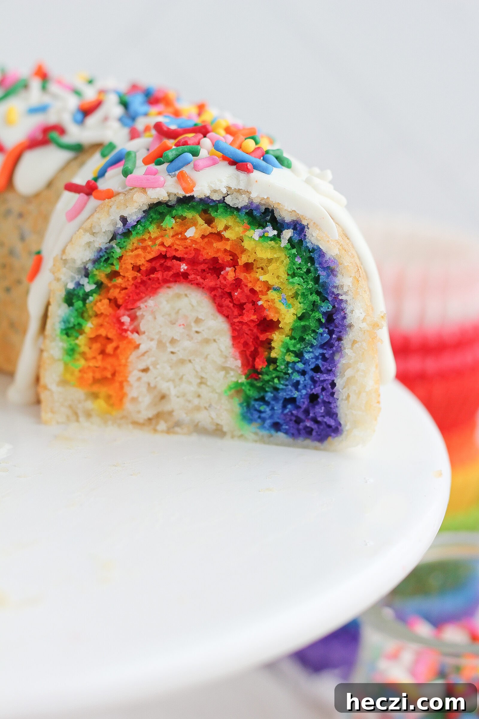 Whole rainbow bundt cake