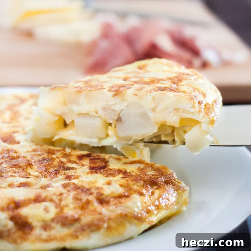 Spanish Omelette Recipe: Classic Tortilla Española Guide 6 Tortilla Espanola - Spanish Tortilla - is a classic egg and potato dish with infinite variations served all over Spain and in some parts of the Caribbean. An easy budget meal, tortilla can be served any time of day, or cut into cubes and served as a party appetizer! Recipe and variations on GoodieGodmother.com
