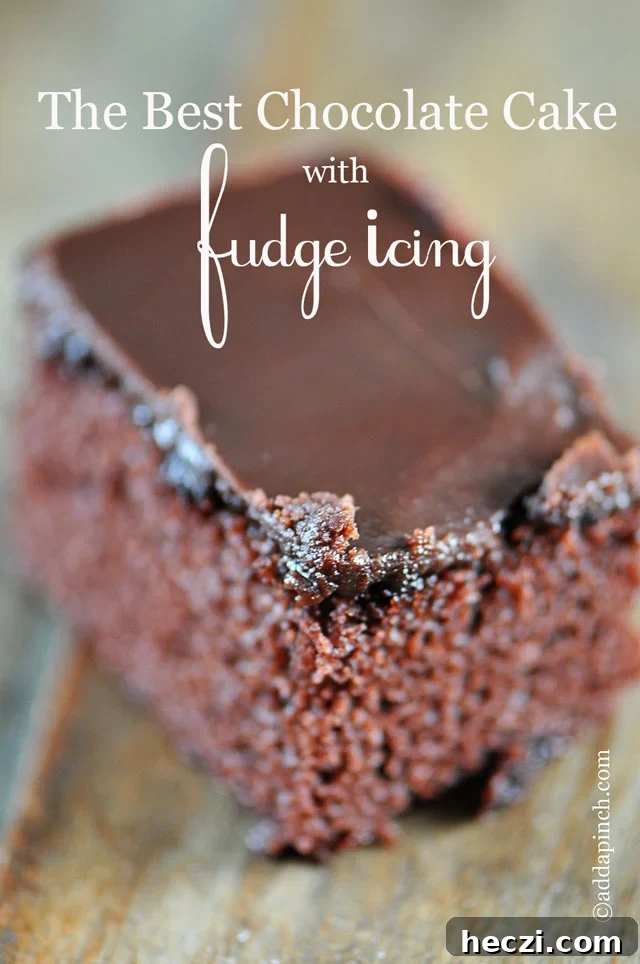 Ultimate Chocolate Cake with Fudge Icing Recipe 2 The Best Chocolate Cake with Fudge Icing | ©addapinch.com