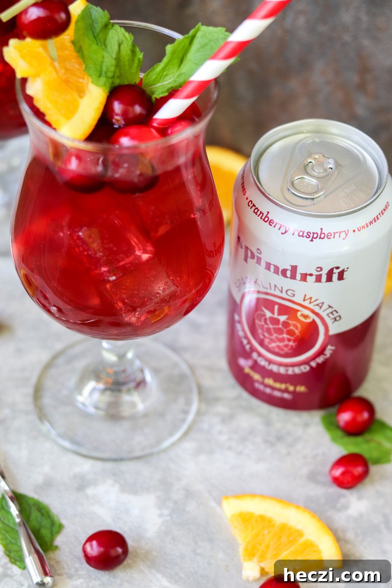 Cranberry Raspberry Sparkling Spinner Cocktails
