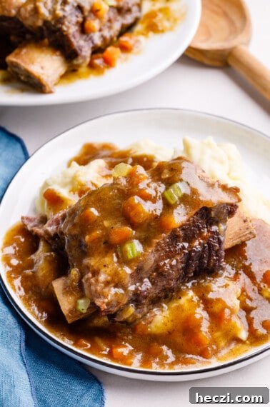 20+ Ground Beef Recipes You Can Make in the Instant Pot 27 A plate of Instant Pot short ribs over mashed potatoes.