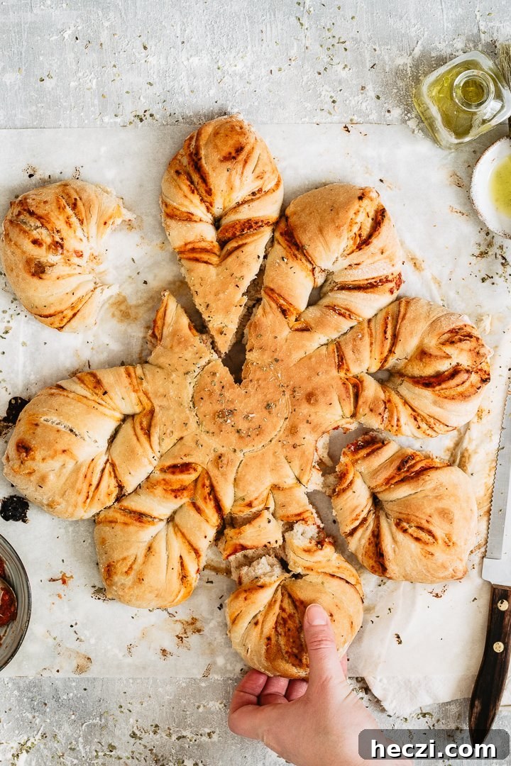 Easy and quick pizza star bread with San Marzano tomato