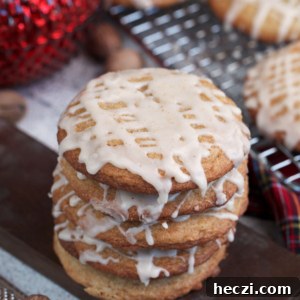 Chai-Spiced Eggnog Cookies Recipe for the Holidays 5 Soft Chai Eggnog Cookies with eggnog glaze on a board.